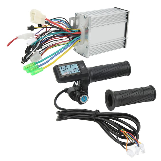 Kit de contrôleur de vélo électrique 450 W, contrôleur sans balais, écran LCD, compteur avec verrouillage de la poignée d'accélérateur black