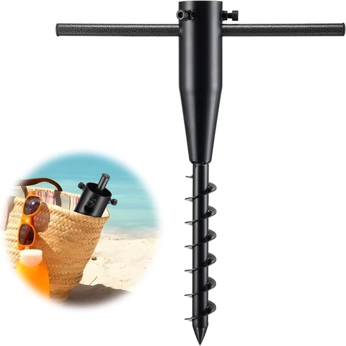 Zware Strandparaplu Standaard voor Zand en Grond, Antiroest Zwart