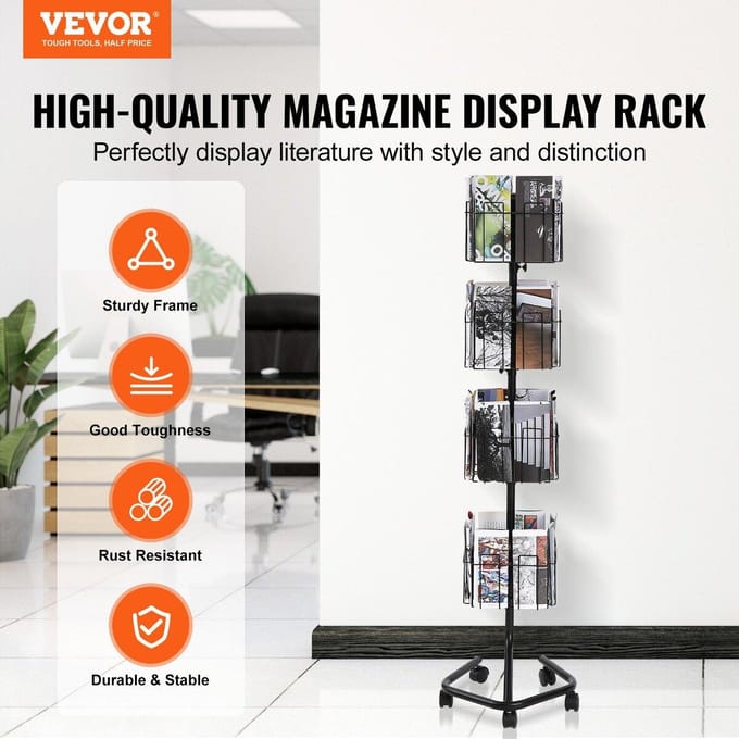 Brochure Displayrek 32 Vakken Roterende Literatuur Display Stand 5 Wielen