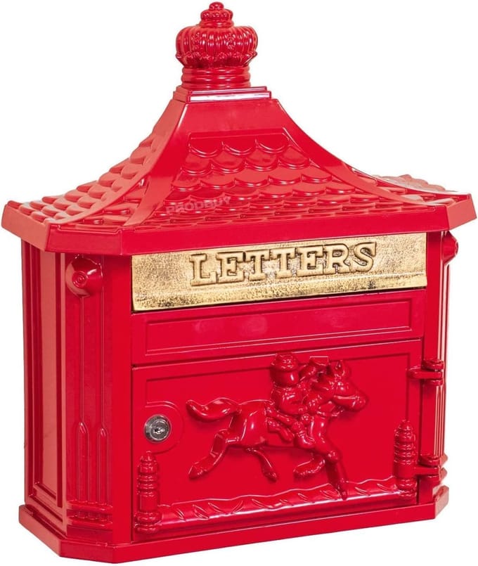 Afsluitbare Brievenbus - Wandmontage Postbus - Veilig Post Ontvangen - Massief Gegoten Aluminium - Rood
