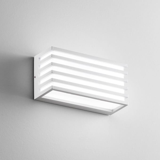 INTEC LED buiten wandlamp Dukrot, wit, breedte 22 cm, metaal