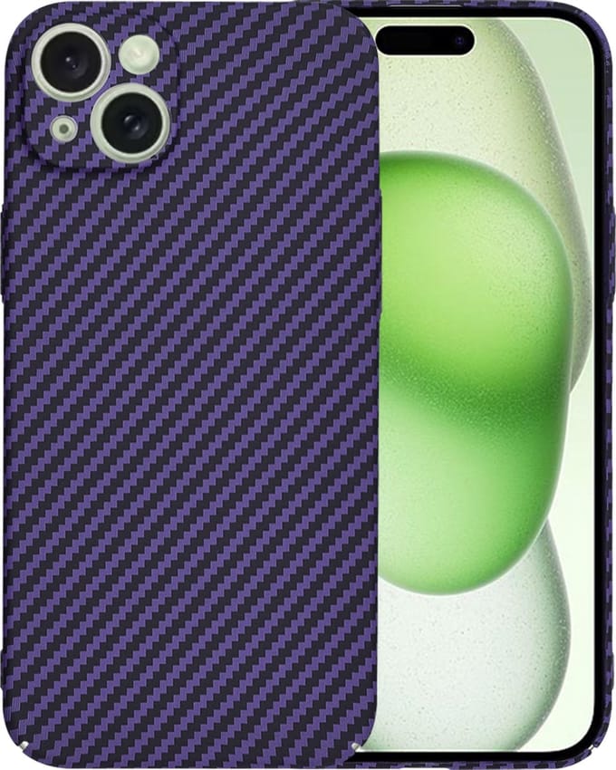 Hoesje geschikt voor Apple iPhone 15 Plus - Techsuit Carbonite FiberShell Carbon Back Cover - Paars