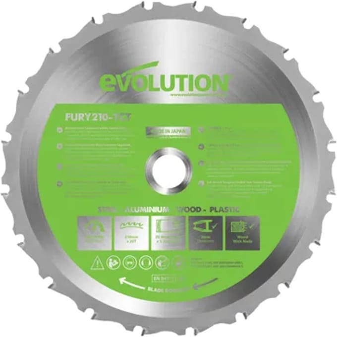 Evolution Fury Zaagblad - 210 Mm - 20 Carbide Tanden - Hout, Staal, Aluminium