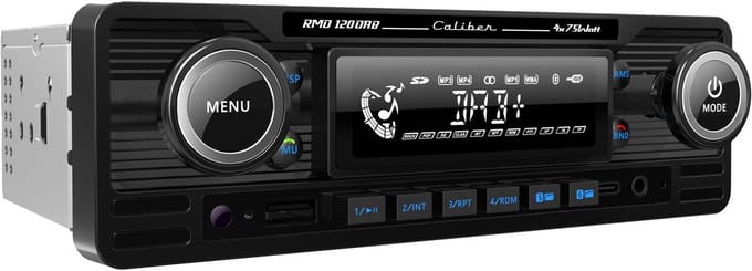 Caliber Autoradio met Bluetooth - DAB - DAB+ - USB, SD, AUX, FM - 1 DIN - Enkel DIN - Retro Oldtimer Look - Handsfree bellen - (RMD120DAB-BT-B)