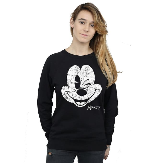 Disney Dames/Dames Mickey Mouse Gezicht Sweatshirt (Zwart)