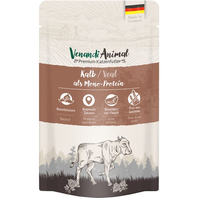 12x125g Venandi Animal Monoprotein Kalf kattenvoer nat