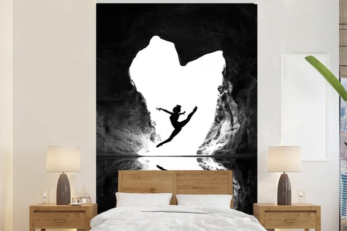 Behang - Fotobehang Ballet - Hart - Grot - Zwart - Wit - Breedte 200 cm x hoogte 300 cm
