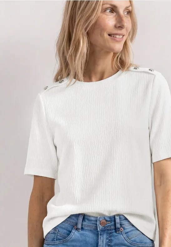 Shirt met ronde hals en knoopdetails