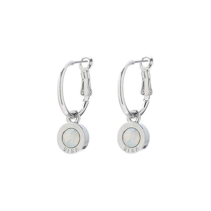 Biba Oorhangers Zilver met gekleurde steen Groot White Opal