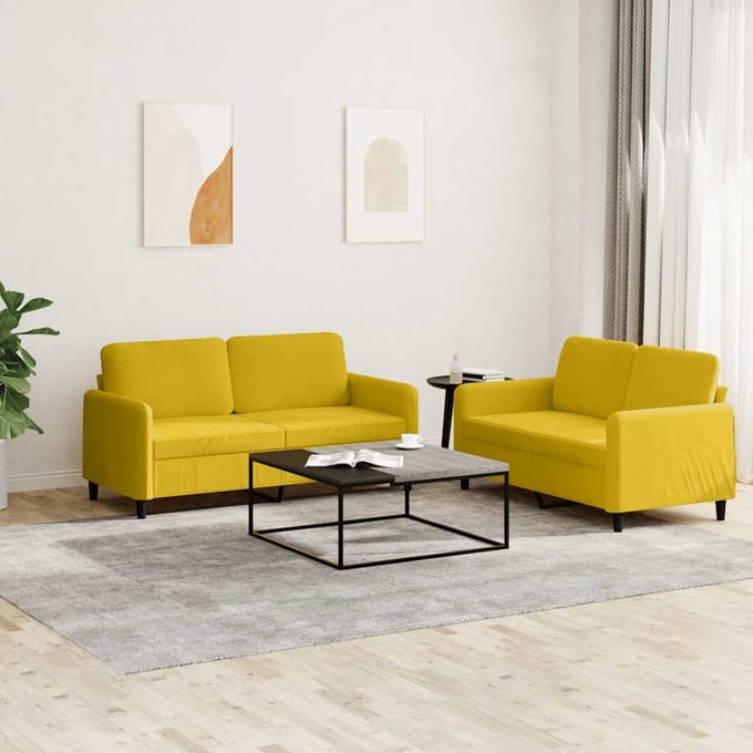 vidaXL - 2-delige - Loungeset - fluweel - geel