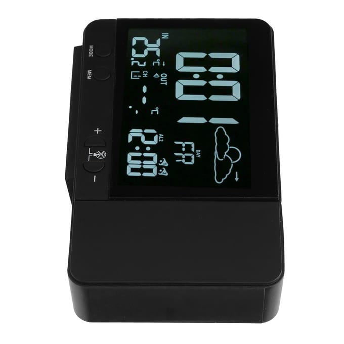 Projectie Wekker Draadloze Binnen Buiten Thermometer Temperatuur Vochtigheidsmeter black