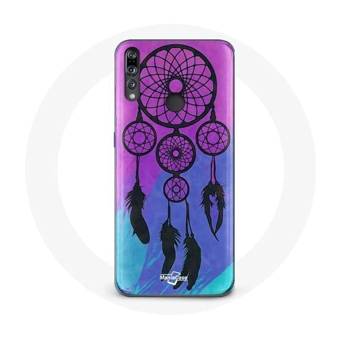 Coque pour Huawei p30 lite Attrape Rêve Noir Fond Bleu et Violet
