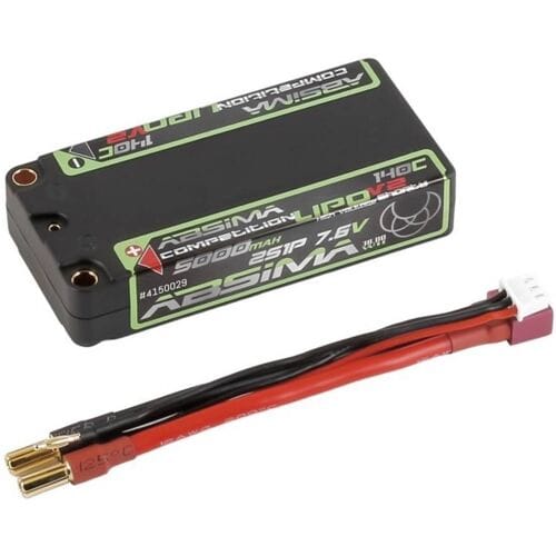 Absima HV LiPo accupack 7.6 V 5000 mAh Shorty Hardcase 5 mm bus, 5 mm Gold
