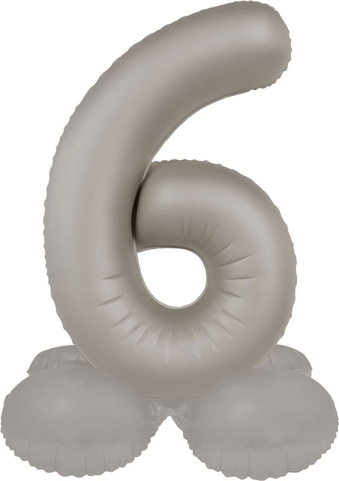 Folat - Staande folieballon Cijfer 6 Moonlight Silver - 41 cm
