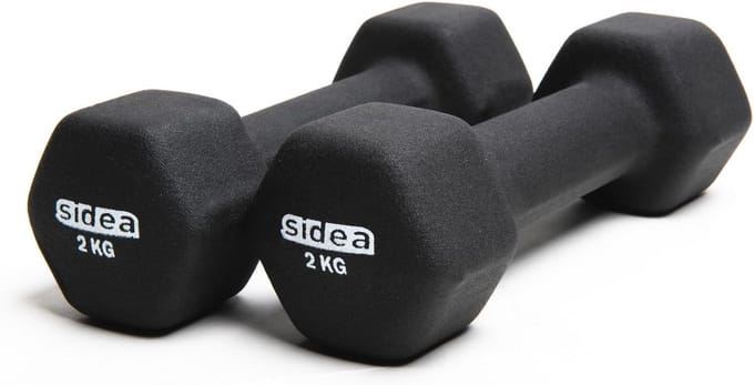 Korte neopreen halters 2 kg - ideaal voor fitness en krachttraining