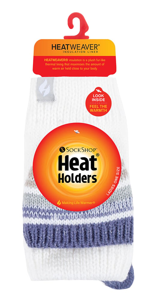 Heat Holders - Thermisch gebreide convertorhandschoen voor dames - Crème / Lila