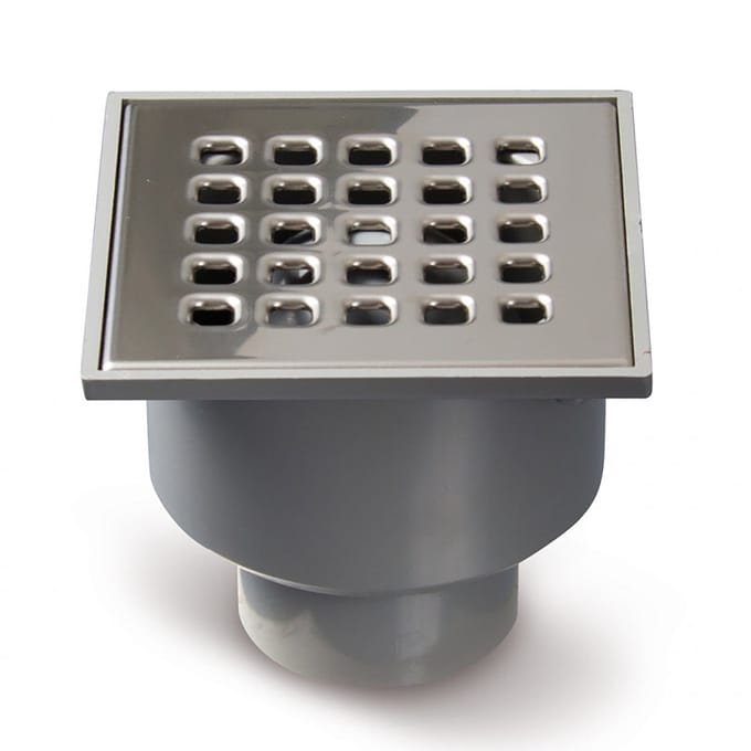 Xellanz Doucheput 105 x 105 mm met Onderuitloop - RVS