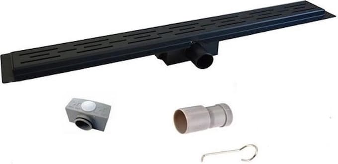 Excellent Wellness Douchegoot - Doucheafvoer - 80 cm - Flens - Kleur Mat Zwart - Materiaal RVS