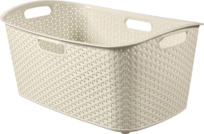 Curver My Style - Wasmand - 47L - Rattan Look - Ergonomische Handgrepen - Off-White
