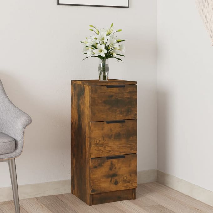 vidaXL - Dressoir - 30x30x70 - cm - bewerkt - hout - gerookt - eikenkleurig