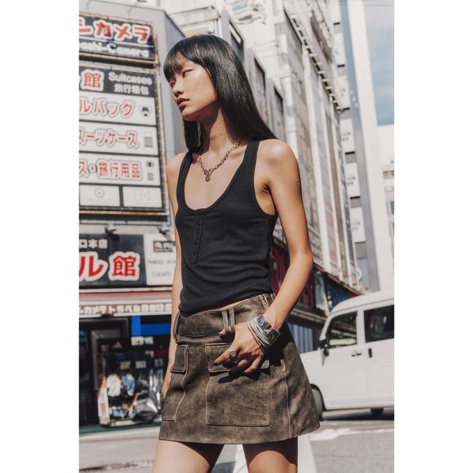 Mikuta The Brown Leather Mini Skirt Größe: S | Miniröcke Outlet | Damen | Braun