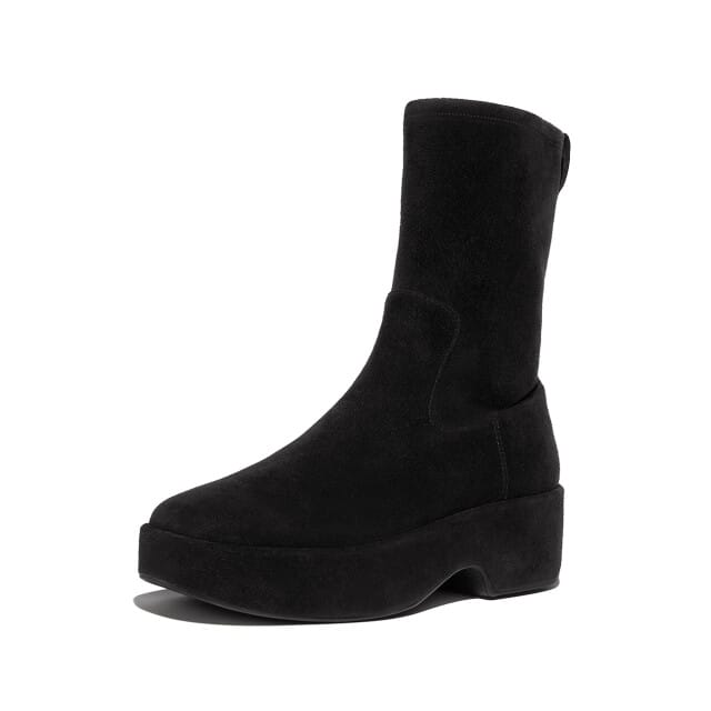 FitFlop F-Luma Boot - Stretch Suede (Wrapped) ZWART - Maat 36