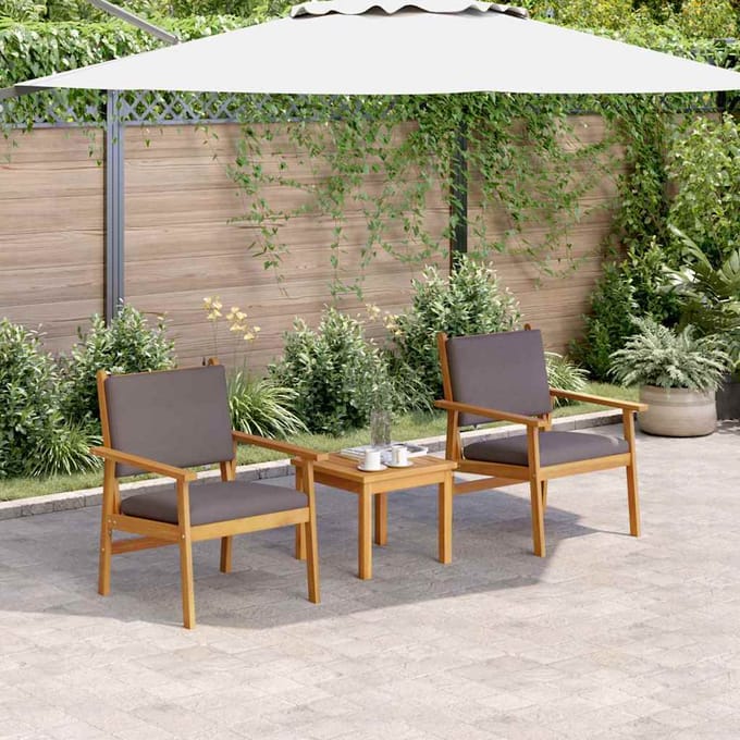 vidaXL - Tuinstoel - 2 - st - Antraciet - Massief - Acacia - Hout