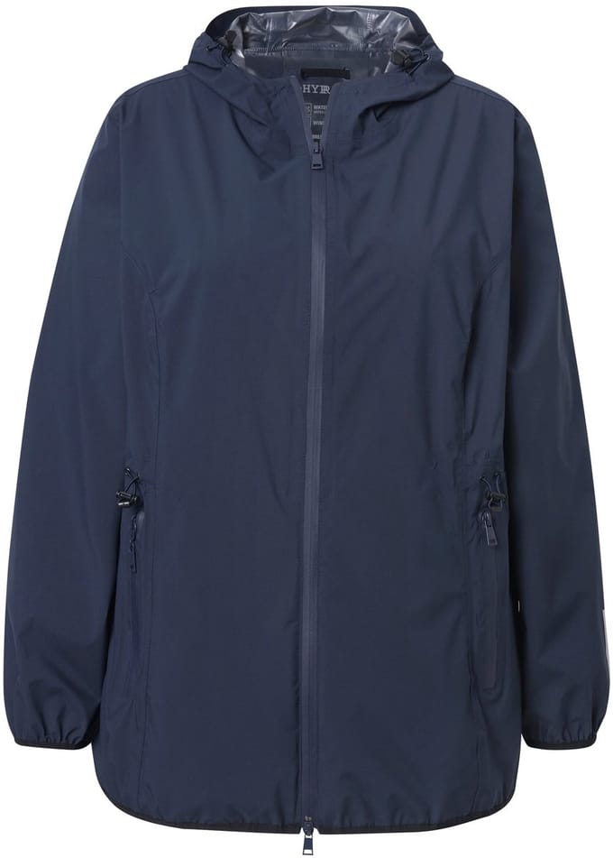Ulla Popken - Dames - Regenjas licht capuchon waterdicht opbergbaar - Marine - Maat 46+