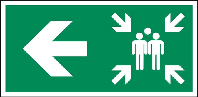 Verzamelplaats bord met pijl links - kunststof 400 x 200 mm