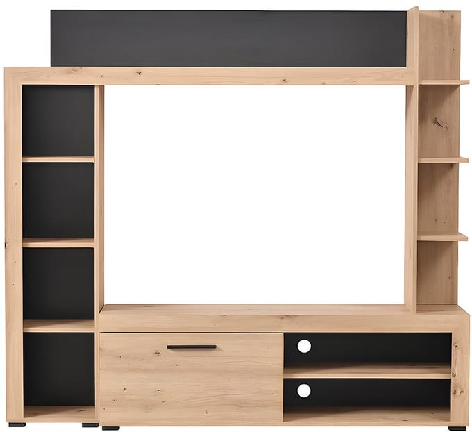 Vente-unique Tv-meubel BALTIMORE - Met opbergruimte - Kleur: eiken en antraciet
