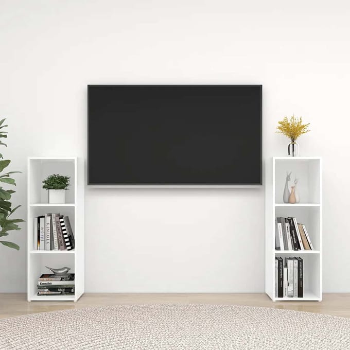 vidaXL - Tv-meubelen - 2 - st - 107x35x37 - cm - bewerkt - houtwit