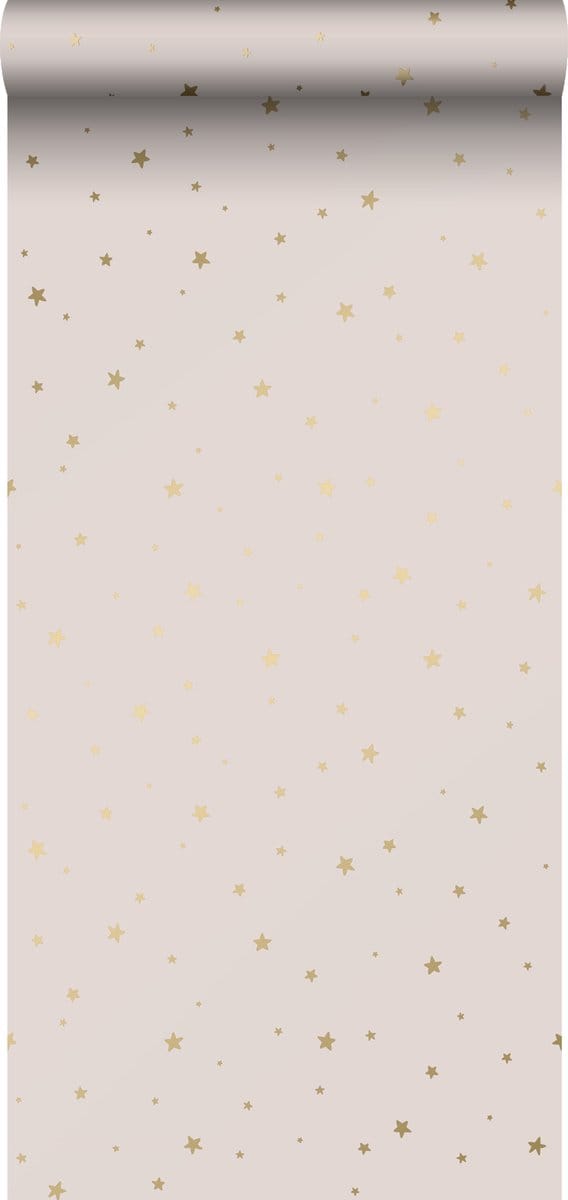 ESTAhome behang sterretjes oudroze en goud - 53 cm x 10.05 m - 139260