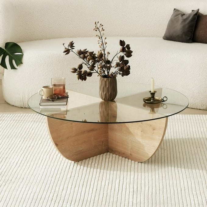 Vente-unique Salontafel van gehard glas - Licht naturel en transparant - AYSUN
