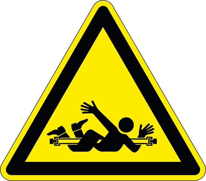 Pas op voor draaiende vijzel sticker 150 mm
