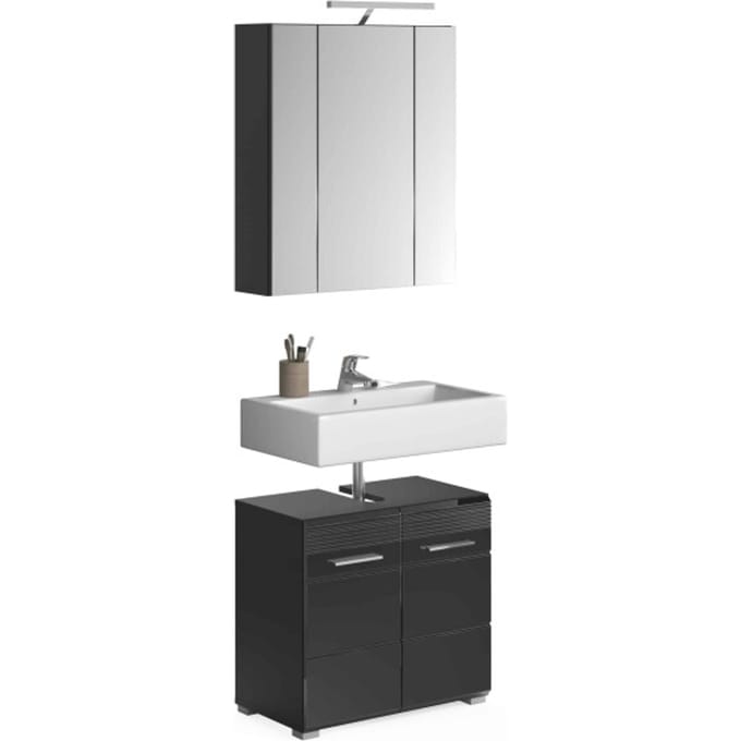 Linus badkamercombinatie zwart hoogglans MDF TZ - 34x60x182cm