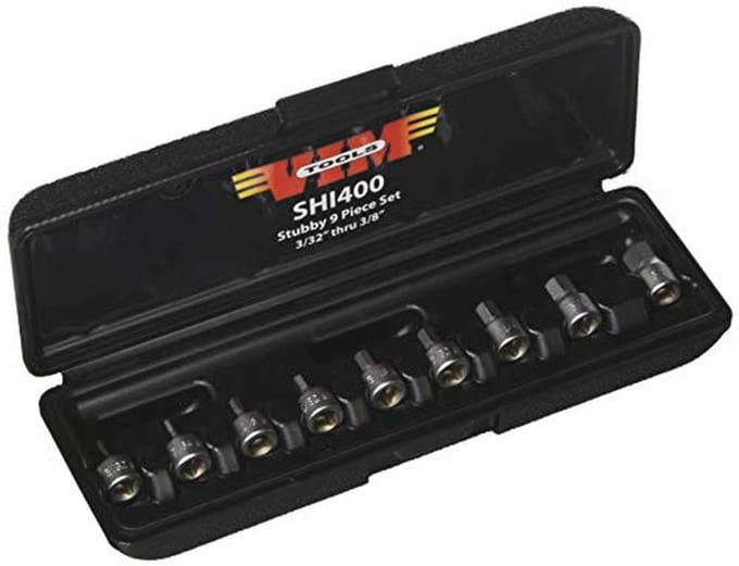 Stubby Hex Drive Set - 9 delige SAE 1/4 inch bit set