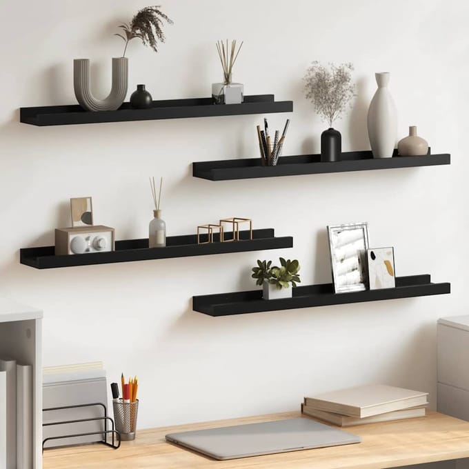 vidaXL - Wandschappen - 4 - st - 60x9x3 - cm - zwart