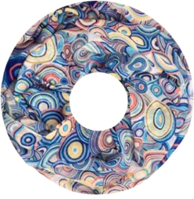 Dunne Colsjaal - Print - Oranje/Blauw - 80 x 50 cm (20241#)