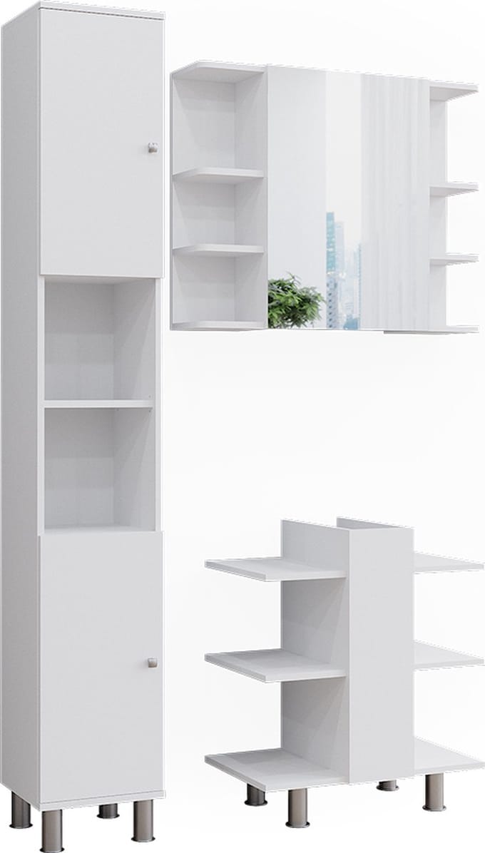 Vicco Badkamermeubelset Fynn, Wit, 3-delig