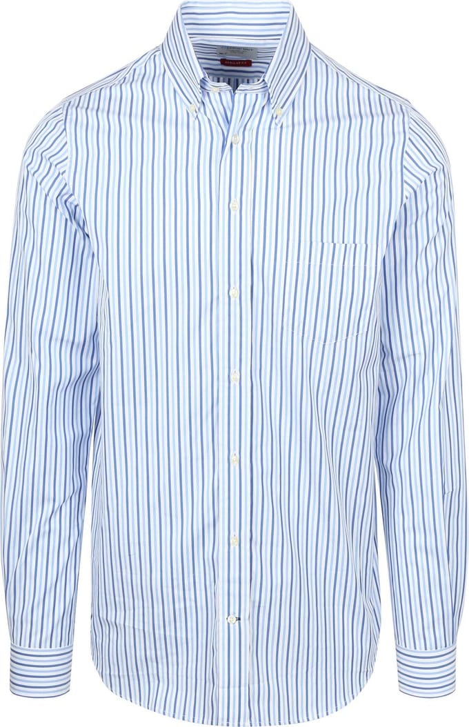 Steppin' Out Extra Lange Mouwen Overhemd Streep Blauw - Maat M - Heren