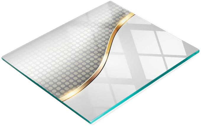 Multifunctioneel decoratief glazen bord met abstracte print 60x52 cm
