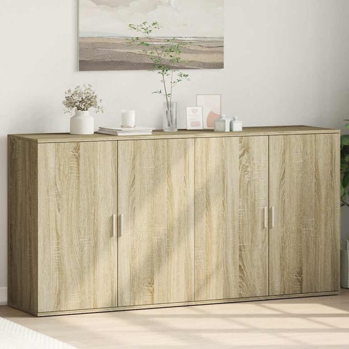 vidaXL - Dressoirs - 2 - st - 79x38x80 - cm - bewerkt - hout - sonoma - eikenkleurig