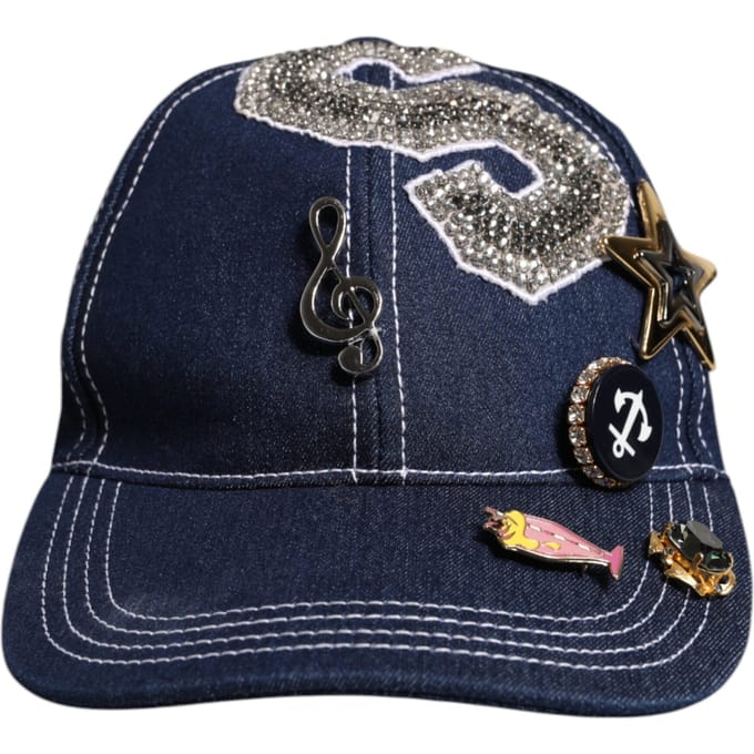 Dolce & Gabbana Blauwe Crystal Versiering Baseballpet