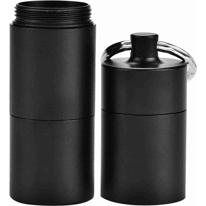 Porte-bouteille de pilules en alliage d'aluminium étanche pour la survie en plein air(Noir) noir