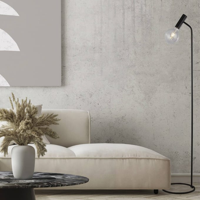 Searchlight Dulwich vloerlamp, dimbaar, zwart, metaal, 152 cm, E27