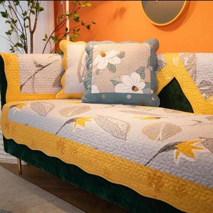 Bohemian Grid Patchwork Patroon Sofa Kussen Puur Katoenen Sofa Hoes Kussensloop Anti Slip Stofdicht Woonkamer Sofa Handdoek 90x70cm 1pcs