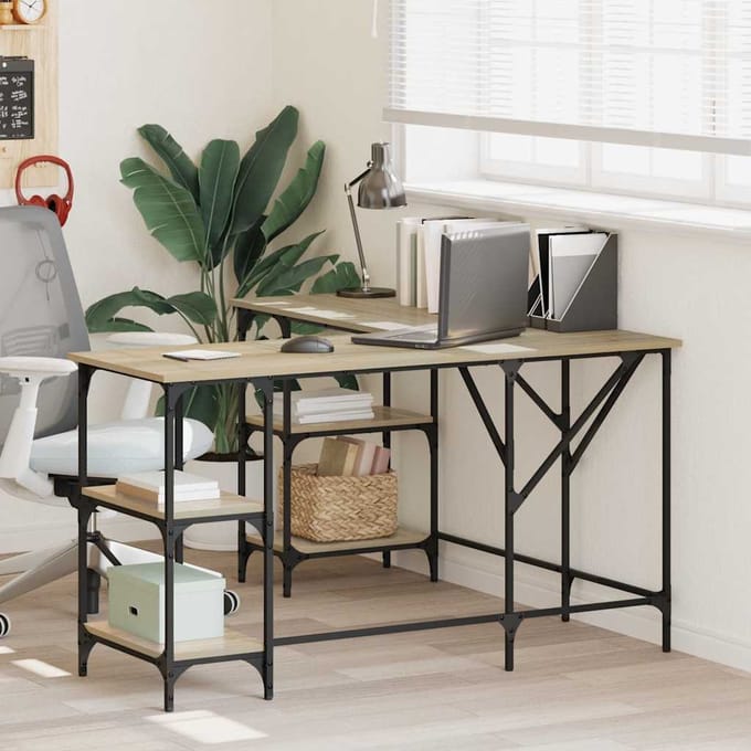 vidaXL - Bureau - 139x139x75 - cm - bewerkt - hout - sonoma - eikenkleurig