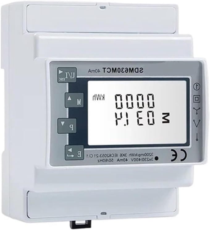 Energimeter - Stroommeter - Energie Besparen - Modbus Communicatie - 3-Fase - Grijs