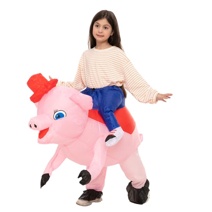 Costume gonflable d'animal à monter mignon pour enfants 80-120CM rose
