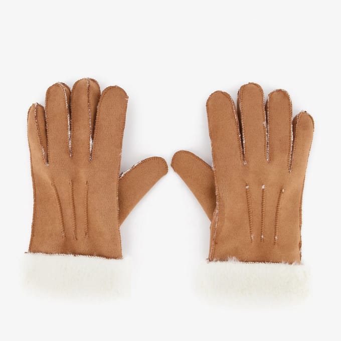 Gevoerde dames handschoenen beige - Maat S